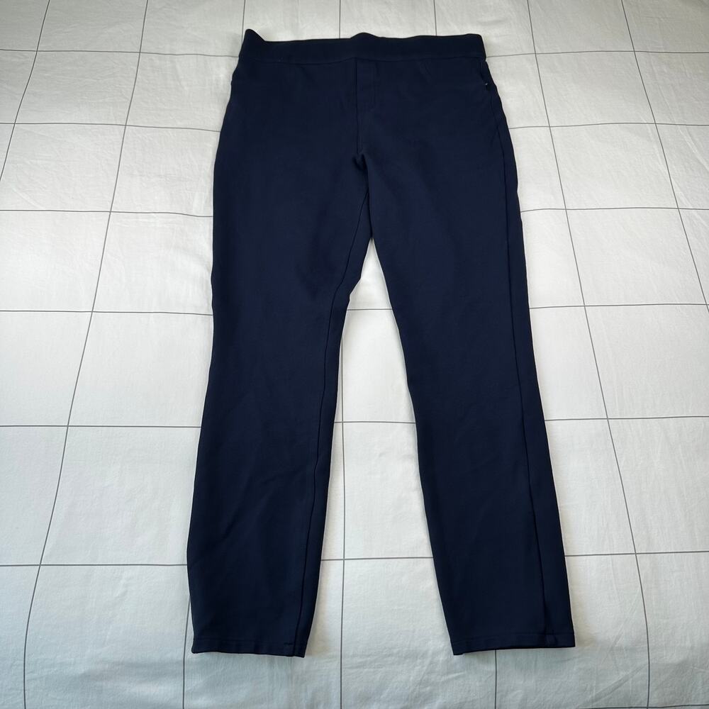 Spanx Pants Womens Large Navy Blue Perfect Ponte Knit Ankle Pull On Slimming